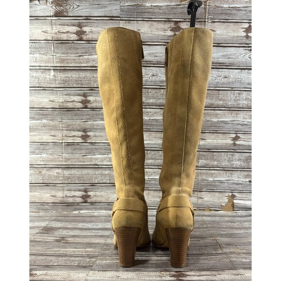 Lauren Ralph Lauren Fareeda Buckle suede Knee-High Boots sz 7.5 B color beige - Picture 3 of 10